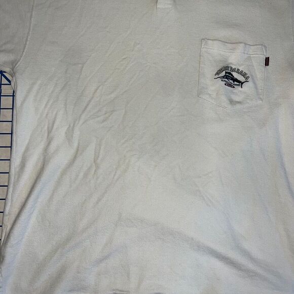 Tommy Bahama Polo Shirt Men's M White Ribbed Bungalow Brand Relax - Picture 5 of 7